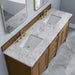 James Martin Brittany 72" Double Vanity in Pecan With Carrara Marble Top