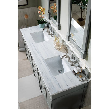 James Martin Brittany 72" Double Vanity Urban Gray With Arctic Fall Solid Surface Top