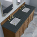 James Martin Brittany 72 Inch Double Vanity in Pecan With Charcoal Soapstone Silestone Top