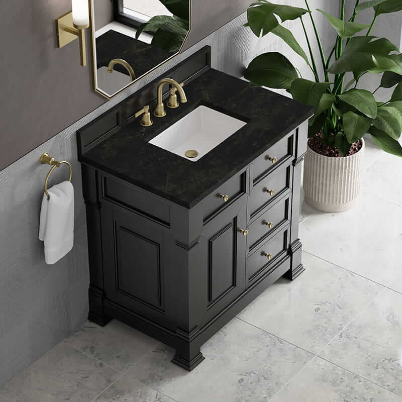 James Martin Brookfield 36" Single Vanity in Black Onyx With Phantome Eclos Top