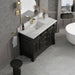 James Martin Brookfield 48 Inch Single Vanity in Black Onyx With Single Hole Faucet White Zeus Silestone Top Backsplash