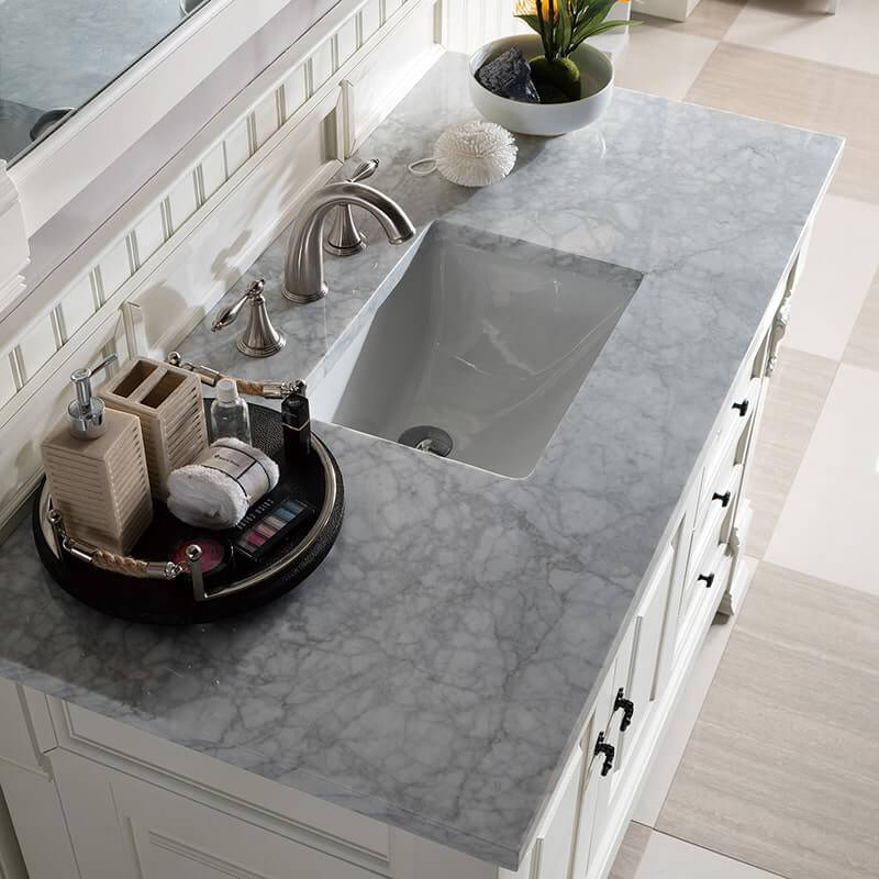 James Martin Brookfield 48 Inch Single Vanity in Bright White With Carrara Marble Top