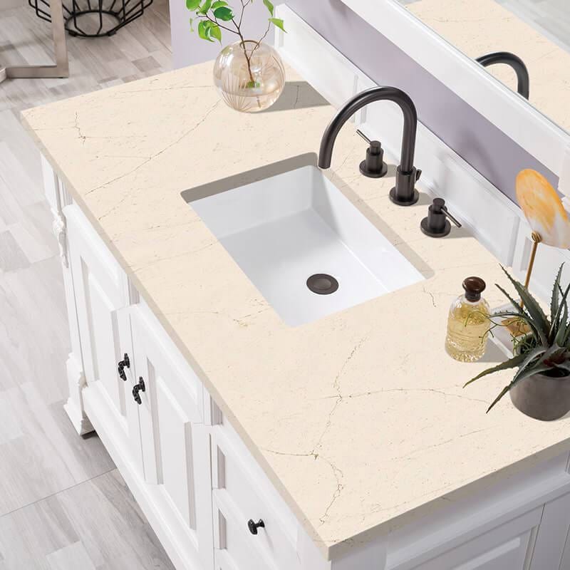James Martin Brookfield 48 Inch Single Vanity in Bright White With Eternal Marfil Silestone Top