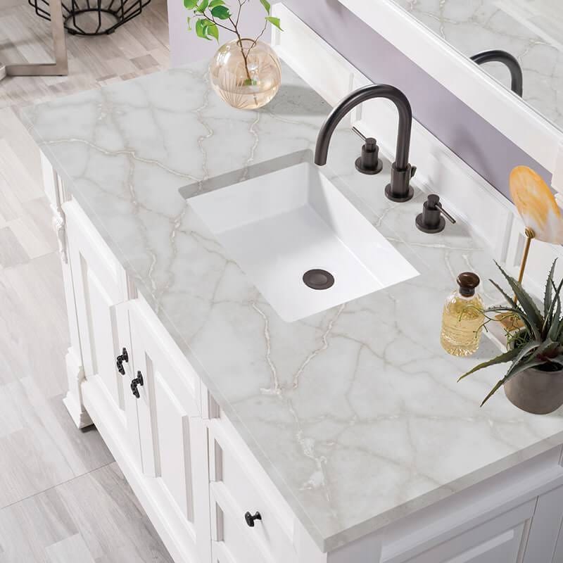 James Martin Brookfield 48 Inch Single Vanity in Bright White With Victorian Silver Silestone Top