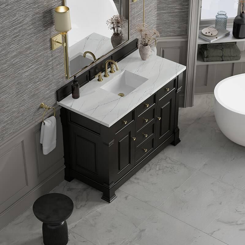 James Martin Brookfield 48" Single Vanity in Black Onyx With Ethereal Noctis Silestone Top