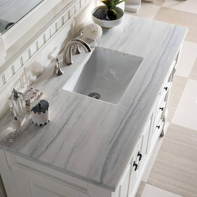 James Martin Brookfield 48" Single Vanity in Bright White With Arctic Fall Solid Surface Top