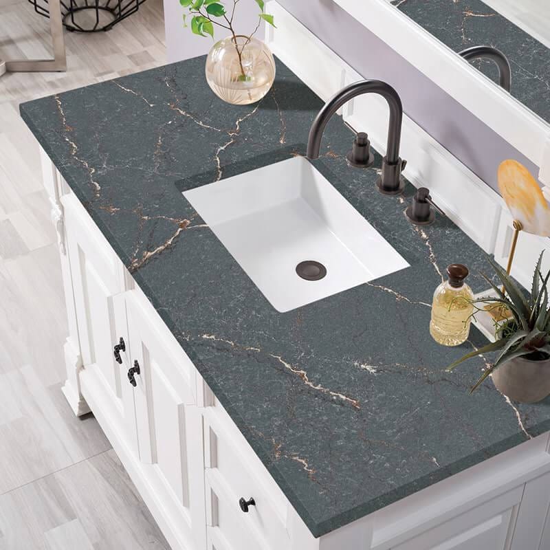 James Martin Brookfield 48" Single Vanity in Bright White With Parisien Bleu Silestone Top
