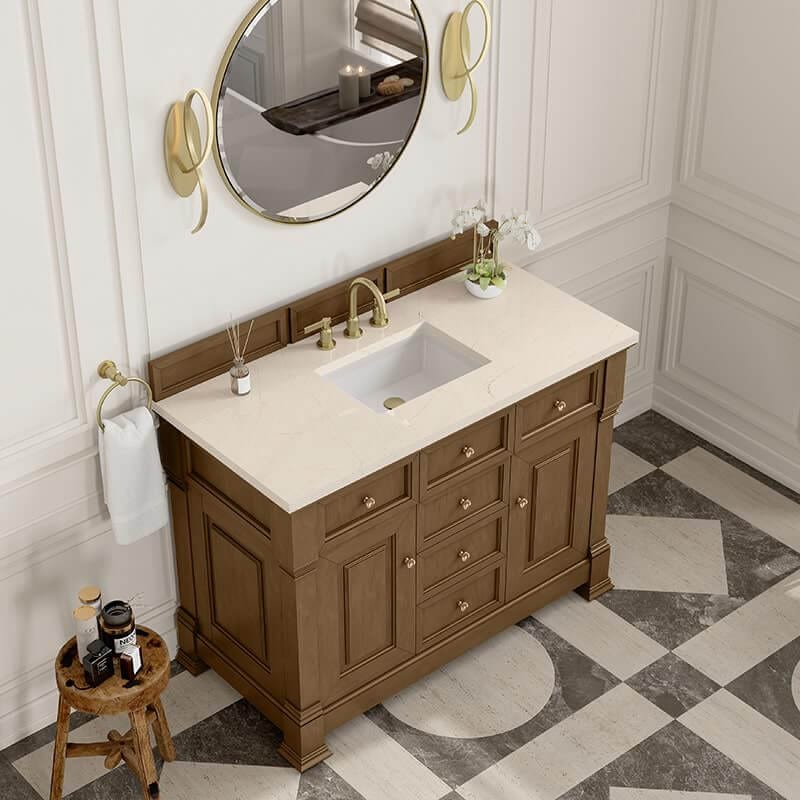 James Martin Brookfield 48" Single Vanity in Honey Oak With Eternal Marfil Silestone Top