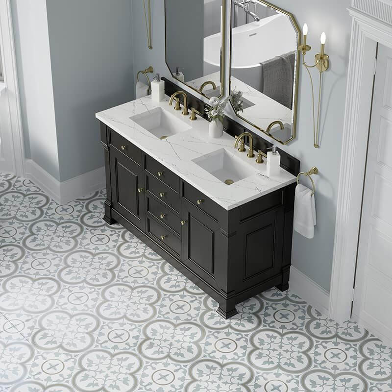 James Martin Brookfield 60" Double Vanity Black Onyx With Ethereal Noctis Silestone Top
