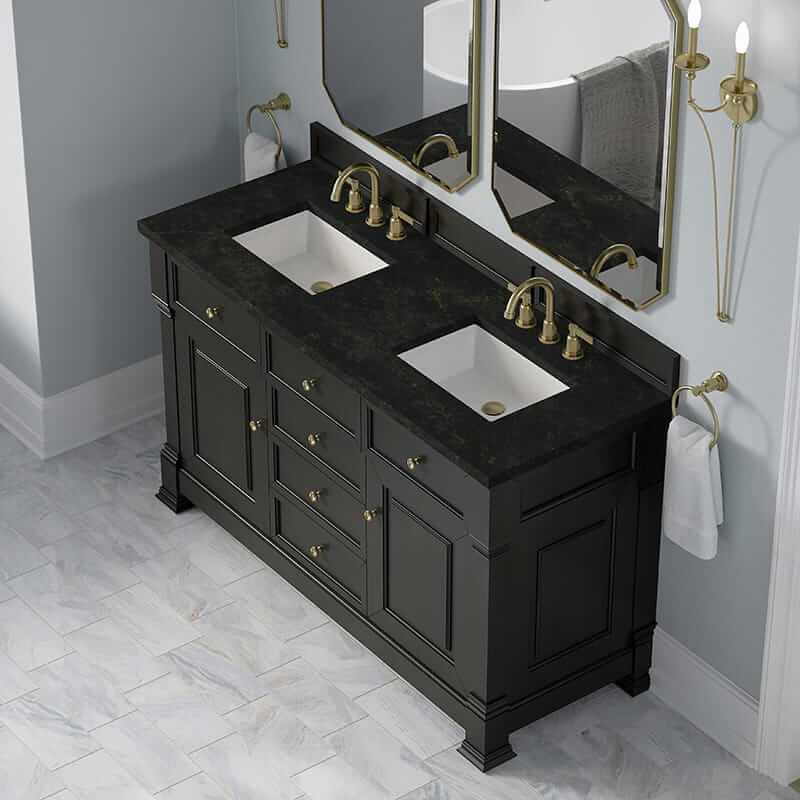 James Martin Brookfield 60" Double Vanity in Black Onyx With Phantome Eclos Top
