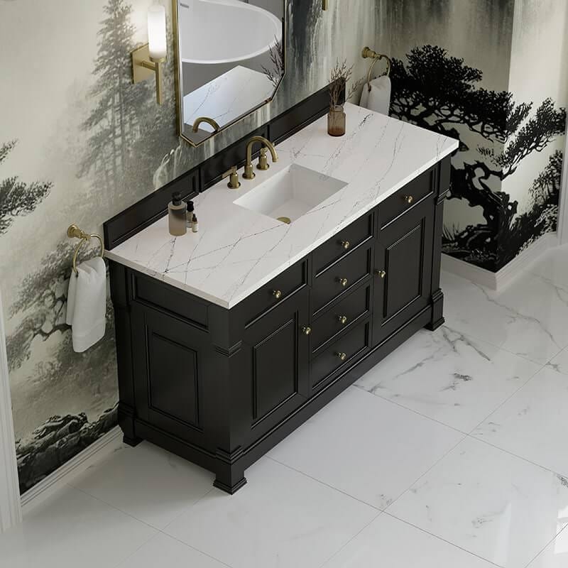 James Martin Brookfield 60" Single Vanity Black Onyx With Ethereal Noctis Silestone Top