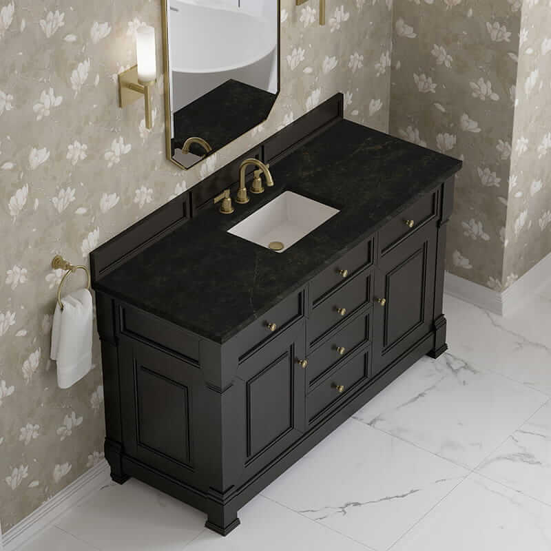 James Martin Brookfield 60" Single Vanity in Black Onyx With Phantome Eclos Top