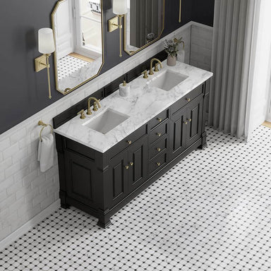James Martin Brookfield 72" Double Vanity Black Onyx With Carrara White Marble Top