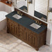 James Martin Brookfield 72" Double Vanity in Honey Oak With Charcoal Soapstone Silestone Top
