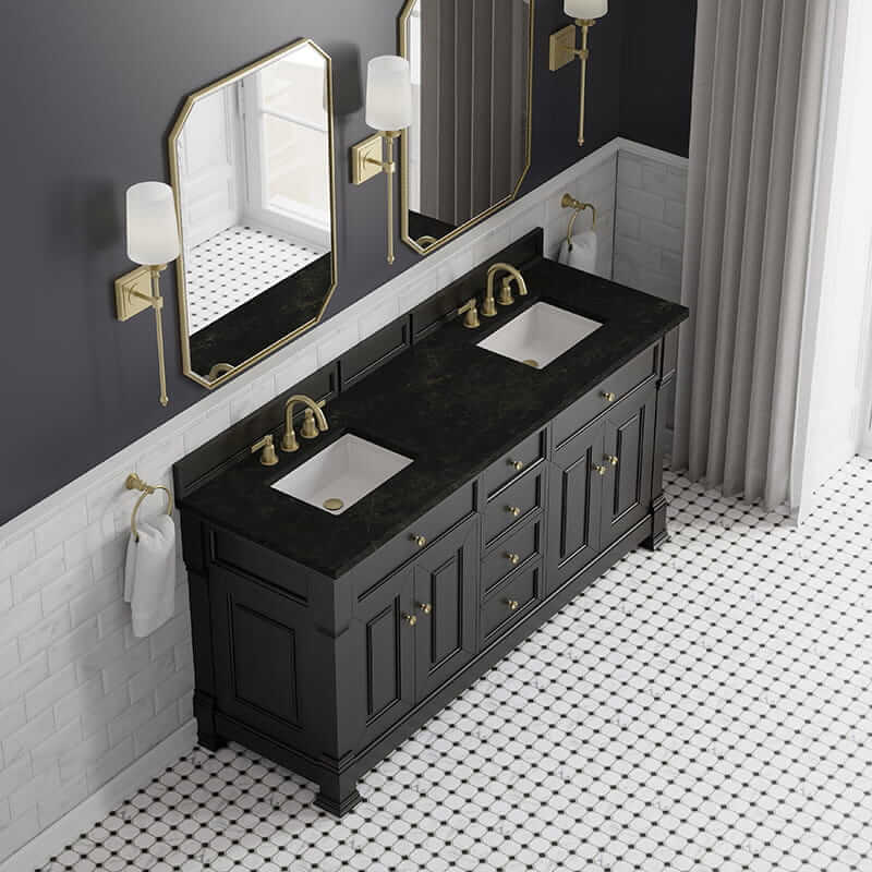 James Martin Brookfield 72 Inch Double Vanity in Black Onyx With Phantome Eclos Top