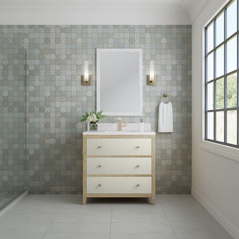 James Martin Celeste 36 Inches Single Vanity Sunwashed Oak With Embossed Shagreen Full View
