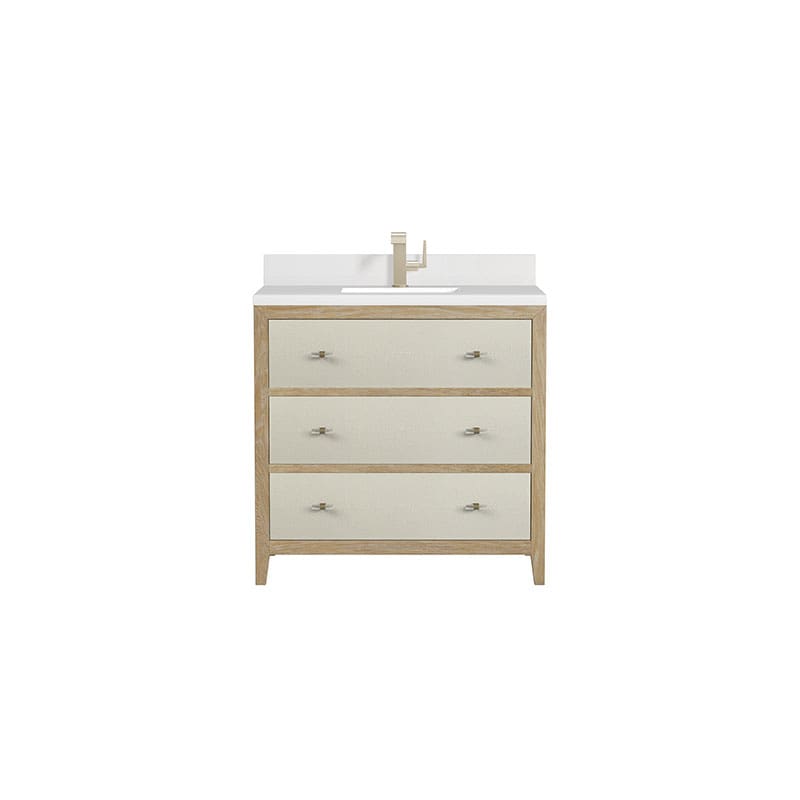 James Martin Celeste 36" Single Vanity Sunwashed Oak With Embossed Shagreen Front View