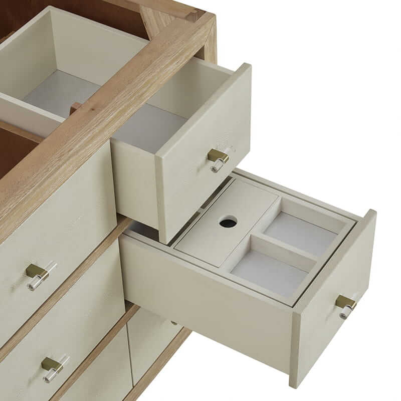 James Martin Celeste 48 Inch Single Vanity in Sunwashed Oak With Embossed Shagreen With Eight Drawers