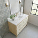 James Martin Celeste 48 Inches Single Vanity Sunwashed Oak With Embossed Shagreen White Zeus Silestone Top Backsplash