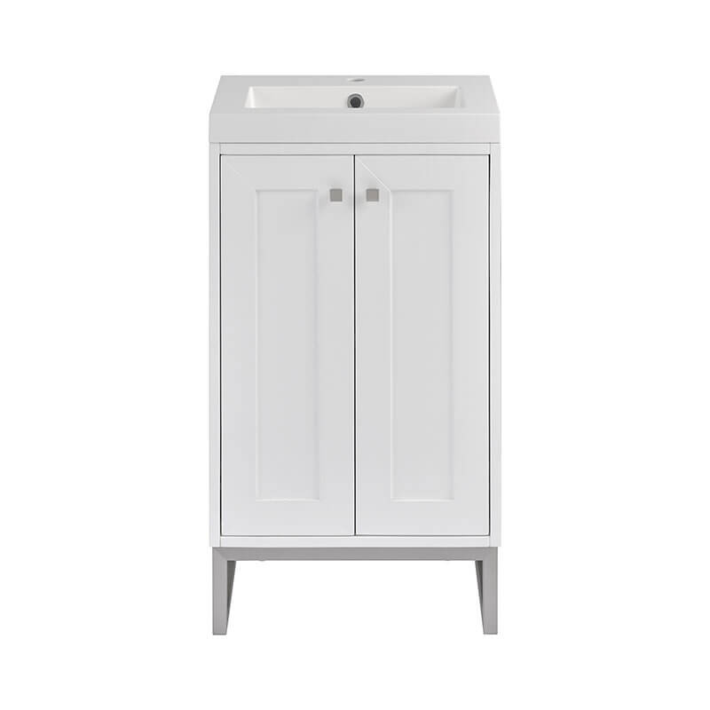 James Martin Chianti 20 Single Vanity Glossy White With White Glossy Composite Stone Top