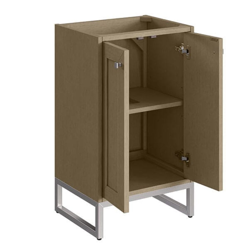 James Martin Chianti 20 Single Vanity Walnut Whisper Brushed Nickel Open Cabinet