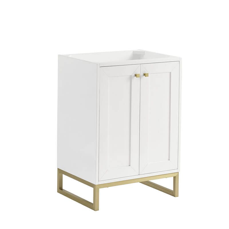 James Martin Chianti 24 Inch Single Vanity Glossy White Champagne Brass