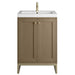 James Martin Chianti 24 Inch Single Vanity Walnut Whisper Champagne Brass with White Glossy Composite Stone Top
