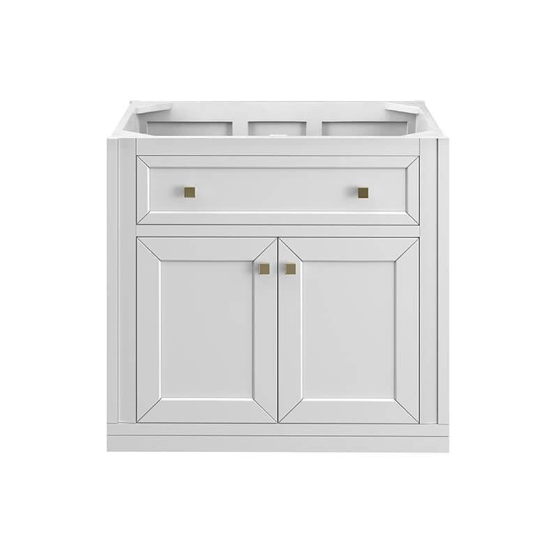 James Martin Chicago 30 Inch Single Vanity in Glossy White Front View Without Leg