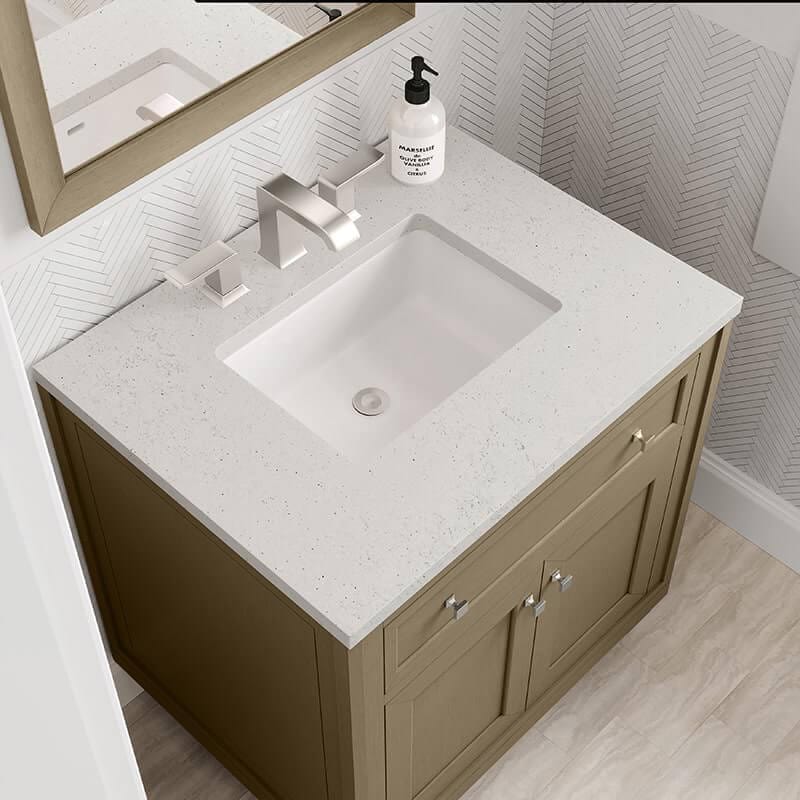 James Martin Chicago 30 Inch Single Vanity in Walnut Whisper With Lime Delight Silestone Top