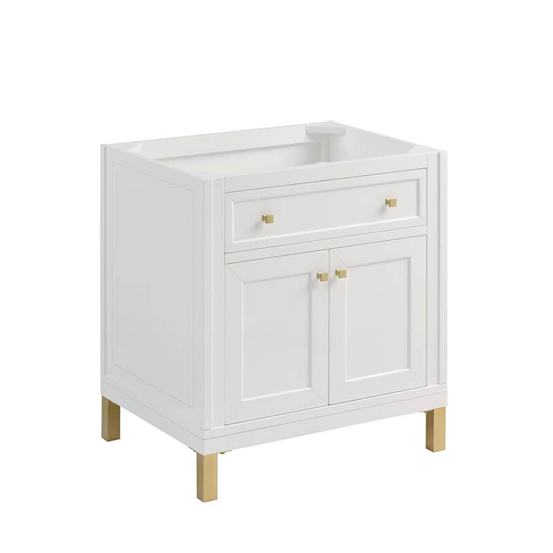 James Martin Chicago 30" Single Vanity in Glossy White Cabinet Only