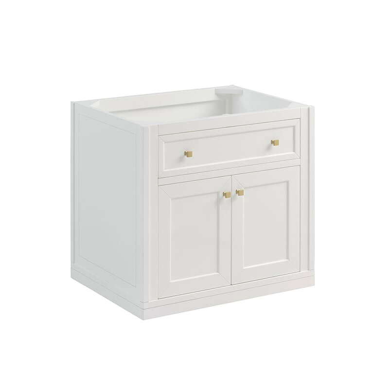 james martin chicago 30" single vanity in glossy white corner view without leg