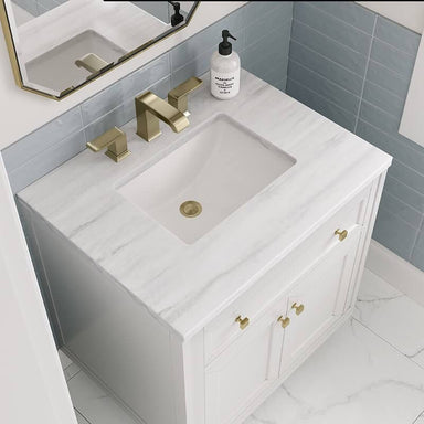 James Martin Chicago 30" Single Vanity in Glossy White With Arctic Fall Solid Surface Top