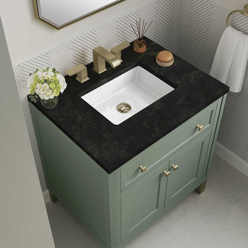 James Martin Chicago 30" Single Vanity in Smokey Celadon With Phantome Eclos Top