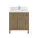 James Martin Chicago 30" Single Vanity in Walnut Whisper With Single Hole Faucet White Zeus Silestone Top Backsplash
