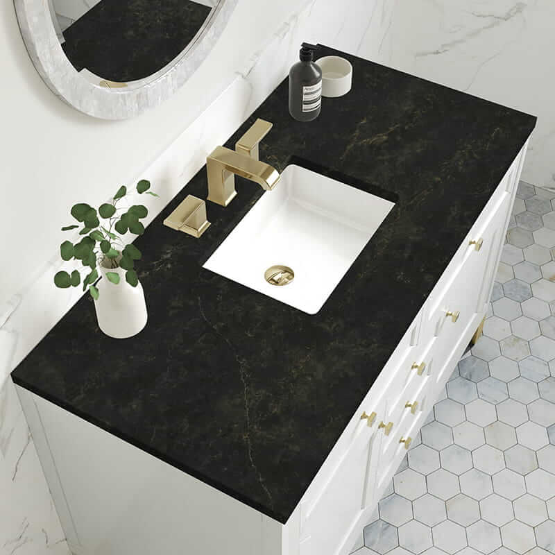 James Martin Chicago 48 Inch Single Vanity in Glossy White With Phantome Eclos Top