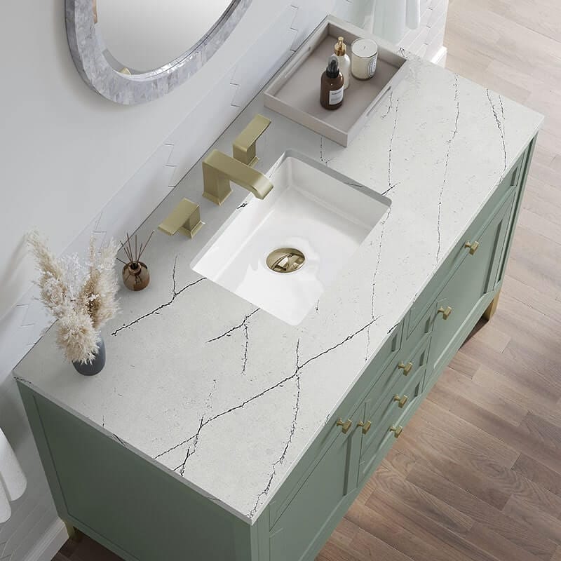 James Martin Chicago 48 Inch Single Vanity Smokey Celadon With Ethereal Noctis Silestone Top