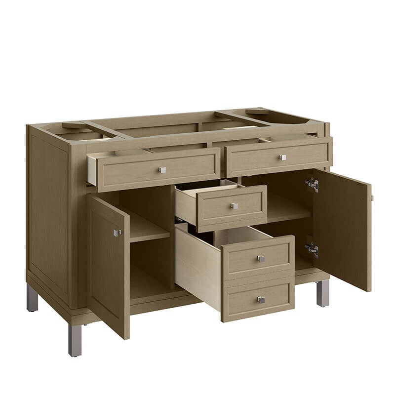 James Martin Chicago 48 Inch Single Vanity Walnut Whisper Open Drawers