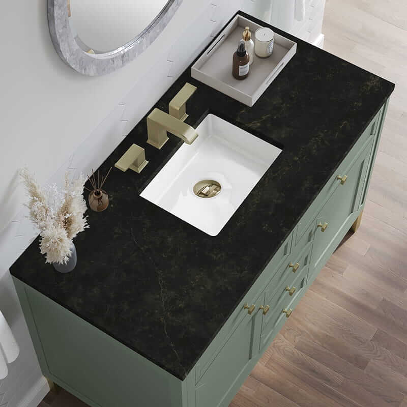 James Martin Chicago 48" Single Vanity in Smokey Celadon With Phantome Eclos Top