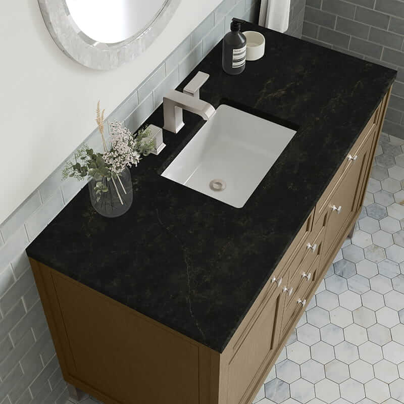 James Martin Chicago 48" Single Vanity in Walnut Whisper With Phantome Eclos Top