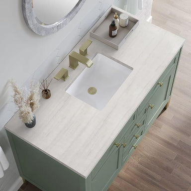 James Martin Chicago 48" Single Vanity Smokey Celadon With Arctic Fall Solid Surface Top