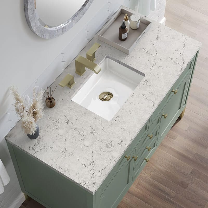 James Martin Chicago 48" Single Vanity Smokey Celadon With Eternal Jasmine Pearl Silestone Top