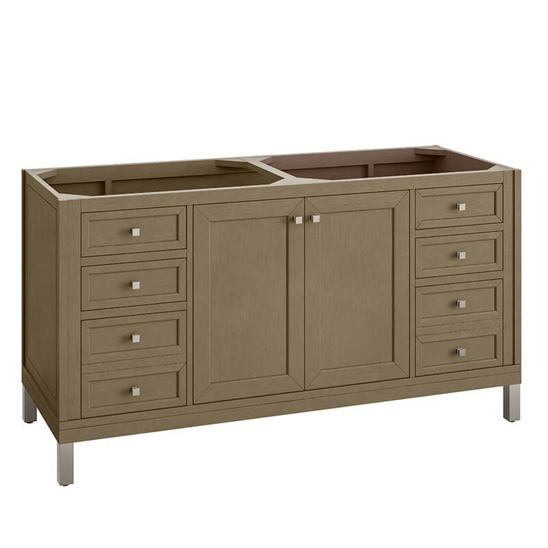 James Martin Chicago 60" Double Vanity Walnut Whisper Cabinet Only