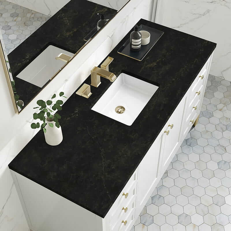 James Martin Chicago 60 Inch Single Vanity in Glossy White With Phantome Eclos Top