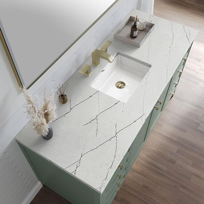 James Martin Chicago 60 Inch Single Vanity Smokey Celadon With Ethereal Noctis Silestone Top