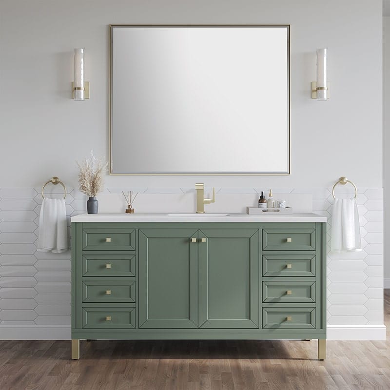 James Martin Chicago 60" Single Vanity Smokey Celadon Front View