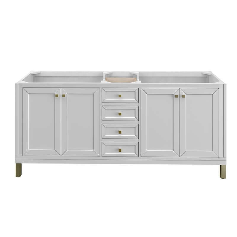 James Martin Chicago 72" Double Vanity Glossy White Cabinet Only