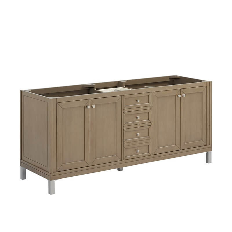 James Martin Chicago 72" Double Vanity Whitewashed Walnut Cabinet Only