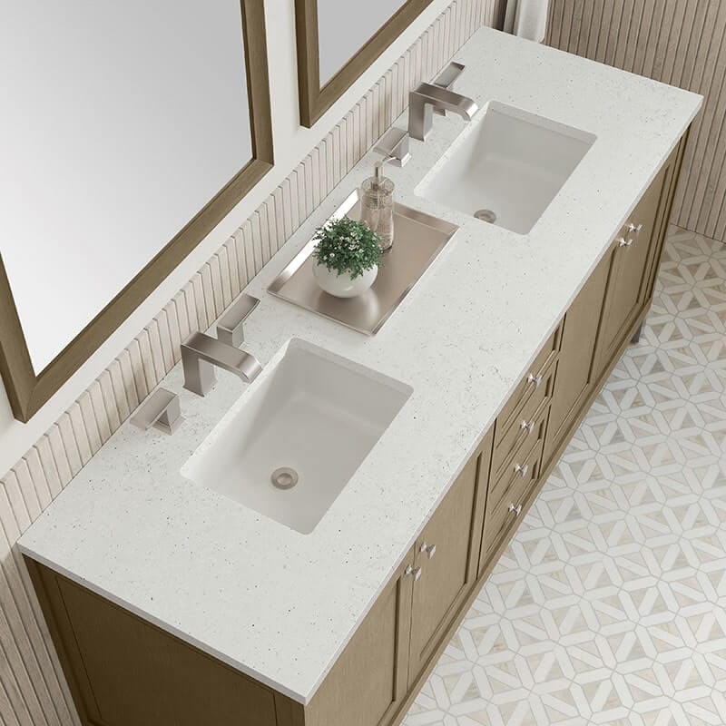 James Martin Chicago 72 Inch Double Vanity Walnut Whisper With Lime Delight Silestone Top