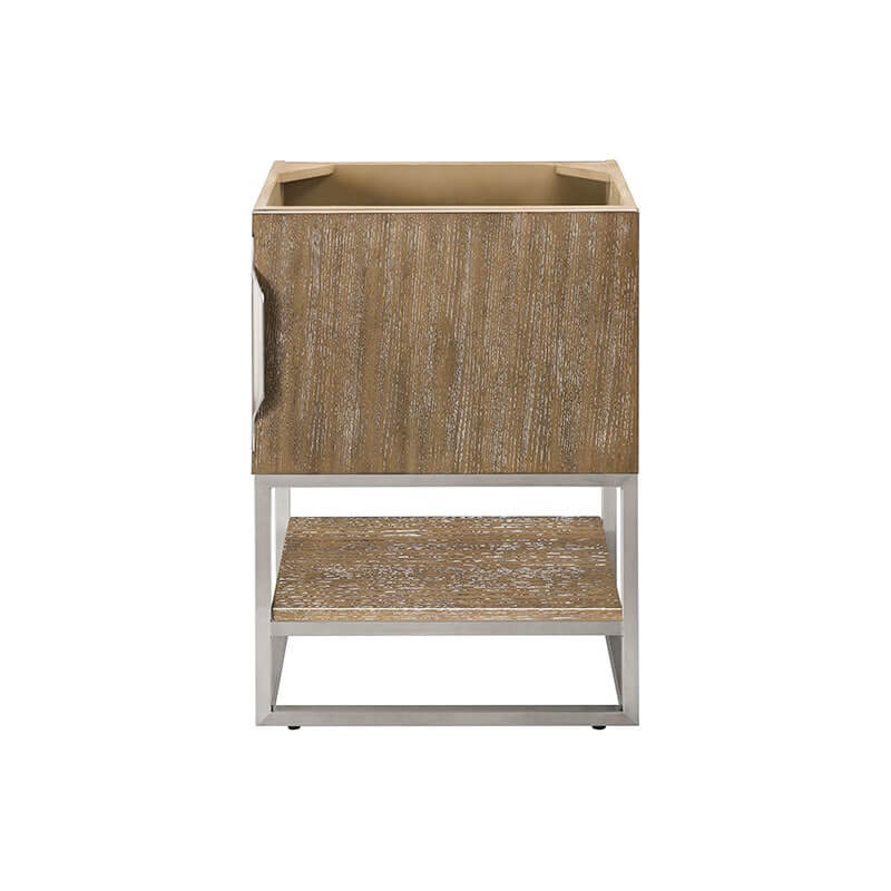 James Martin Columbia 24 Inch Single Brushed Nickel Vanity Latte Oak Cabinet Only