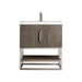 James Martin Columbia 31.5 Inch Single Vanity in Ash Gray Brushed Nickel With White Zeus Silestone Top